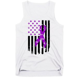 Purple Ribbon US Flag Epileptic Epilepsy Awareness Month Tank Top