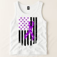 Purple Ribbon US Flag Epileptic Epilepsy Awareness Month Tank Top