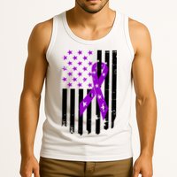 Purple Ribbon US Flag Epileptic Epilepsy Awareness Month Tank Top