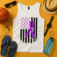 Purple Ribbon US Flag Epileptic Epilepsy Awareness Month Tank Top