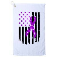 Purple Ribbon US Flag Epileptic Epilepsy Awareness Month Golf Towel