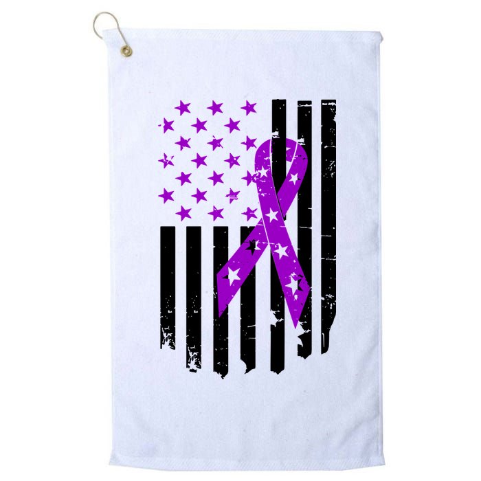 Purple Ribbon US Flag Epileptic Epilepsy Awareness Month Golf Towel