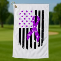 Purple Ribbon US Flag Epileptic Epilepsy Awareness Month Golf Towel
