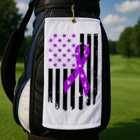 Purple Ribbon US Flag Epileptic Epilepsy Awareness Month Golf Towel