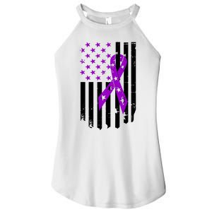 Purple Ribbon US Flag Epileptic Epilepsy Awareness Month Women's Perfect Tri Rocker Tank