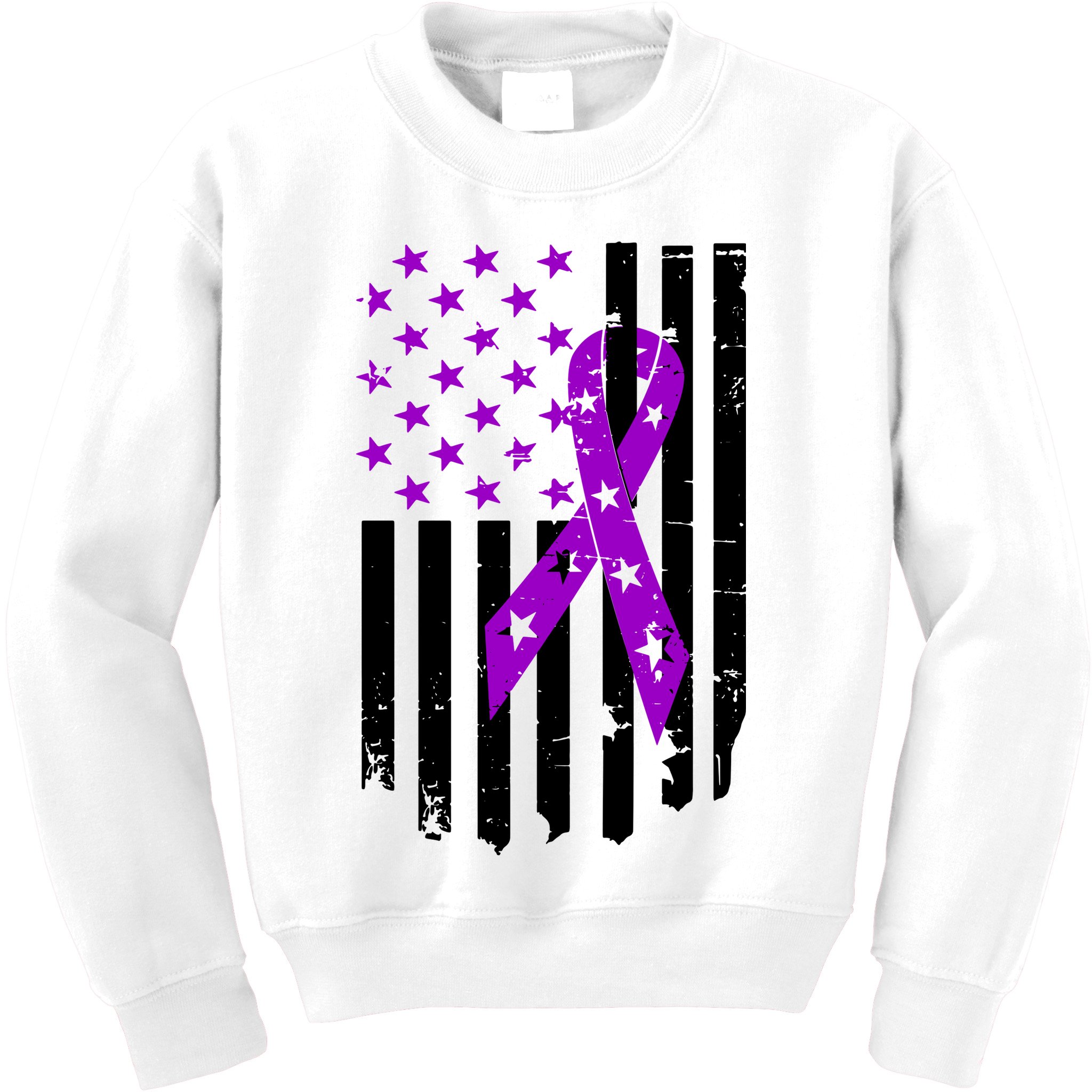 Purple Ribbon US Flag Epileptic Epilepsy Awareness Month Kids Sweatshirt