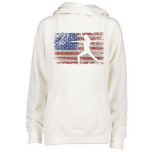 Pilates Retro Usa Flag Fitness 4th Of July Pilates Gift Womens Funnel Neck Pullover Hood