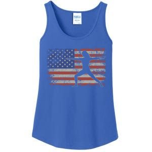 Pilates Retro Usa Flag Fitness 4th Of July Pilates Gift Ladies Essential Tank