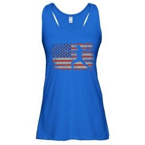 Pilates Retro Usa Flag Fitness 4th Of July Pilates Gift Ladies Essential Flowy Tank