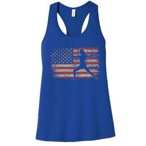 Pilates Retro Usa Flag Fitness 4th Of July Pilates Gift Women's Racerback Tank