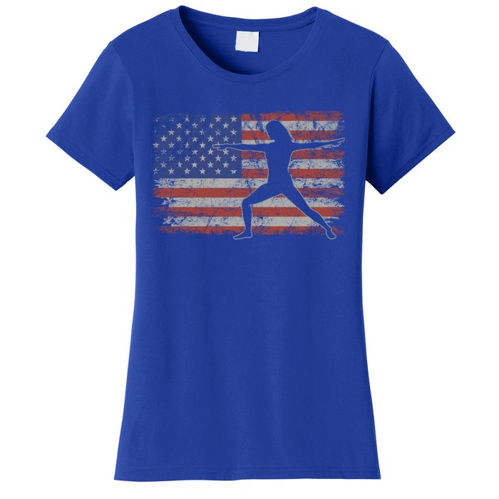 Pilates Retro Usa Flag Fitness 4th Of July Pilates Gift Women's T-Shirt