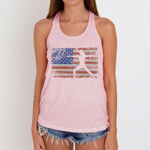 Pilates Retro Usa Flag Fitness 4th Of July Pilates Gift Women's Knotted Racerback Tank