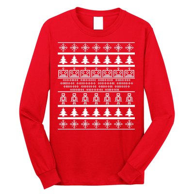 Pixel Robot Ugly Christmas Long Sleeve Shirt