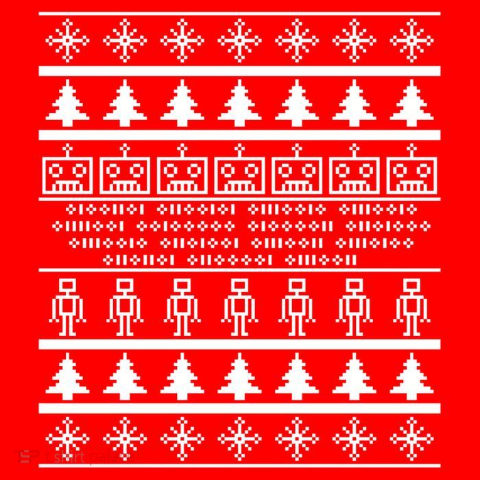 Pixel Robot Ugly Christmas T-Shirt