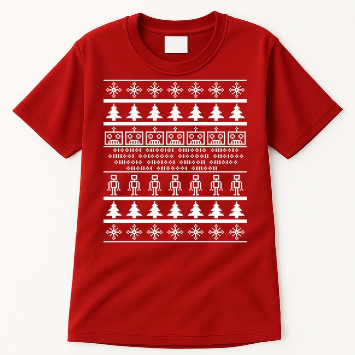 Pixel Robot Ugly Christmas Tall T-Shirt