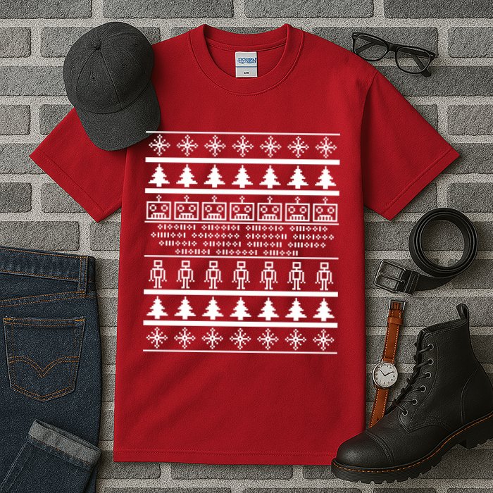 Pixel Robot Ugly Christmas Tall T-Shirt