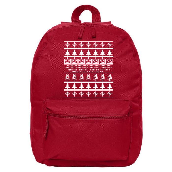 Pixel Robot Ugly Christmas 16 in Basic Backpack
