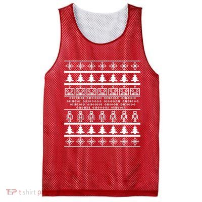 Pixel Robot Ugly Christmas Mesh Reversible Basketball Jersey Tank