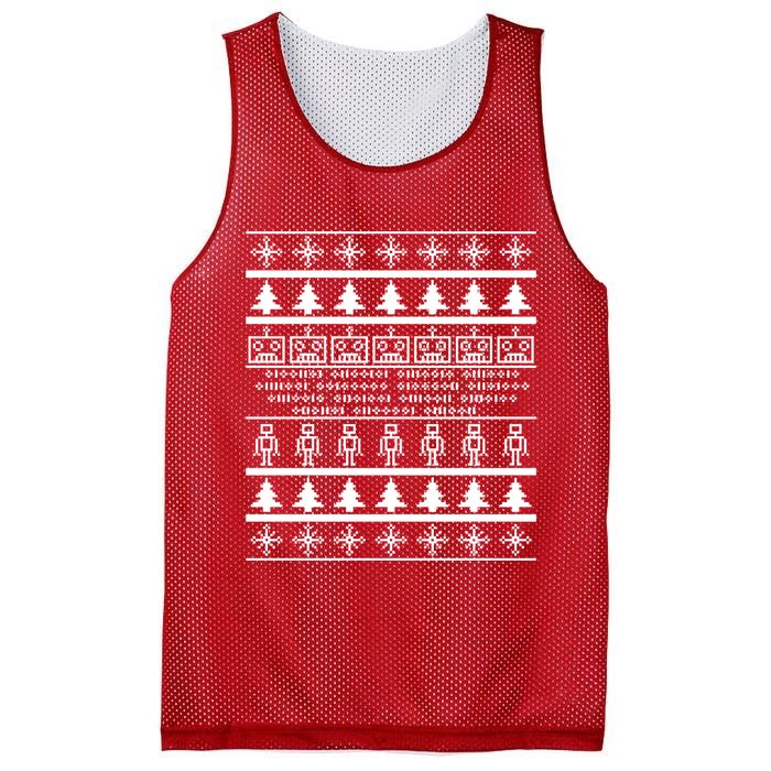 Pixel Robot Ugly Christmas Mesh Reversible Basketball Jersey Tank