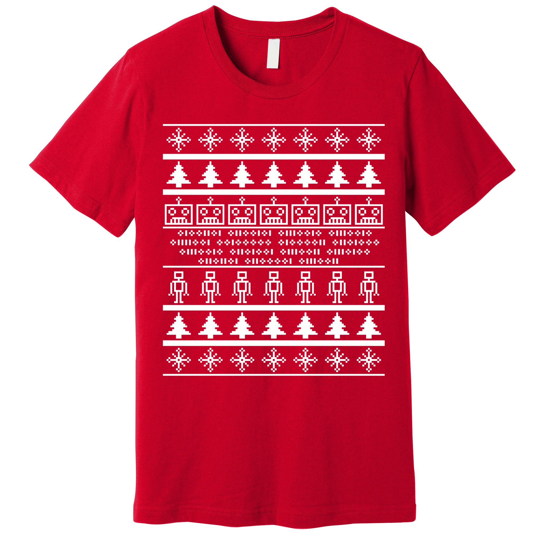 Pixel Robot Ugly Christmas Premium T-Shirt