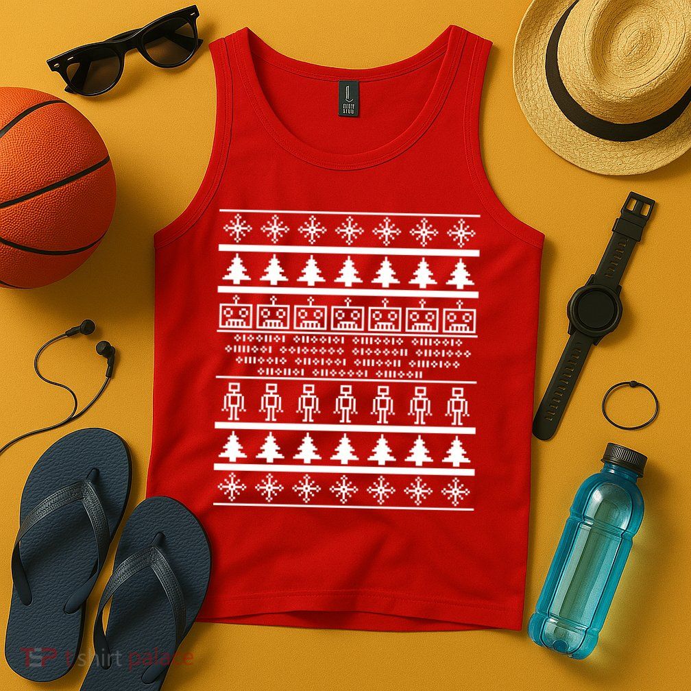 Pixel Robot Ugly Christmas Tank Top