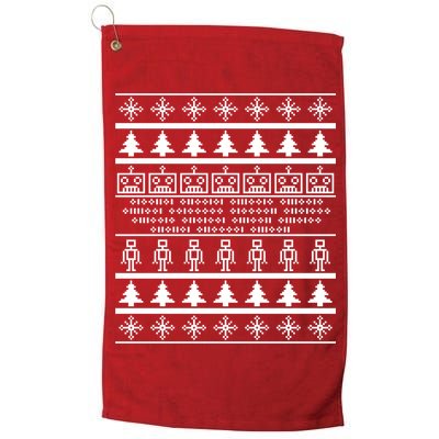 Pixel Robot Ugly Christmas Golf Towel