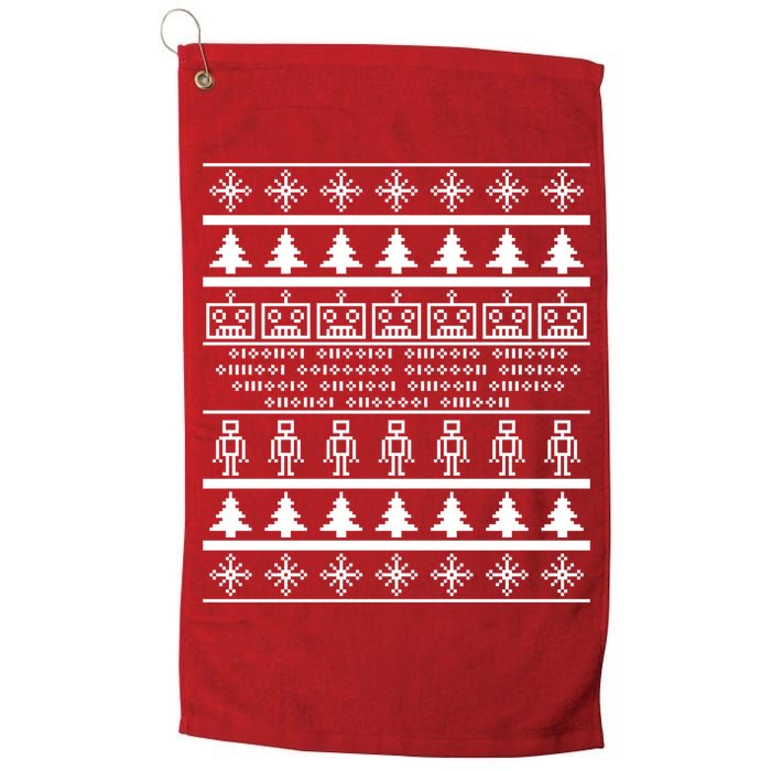 Pixel Robot Ugly Christmas Golf Towel