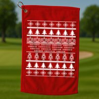 Pixel Robot Ugly Christmas Golf Towel