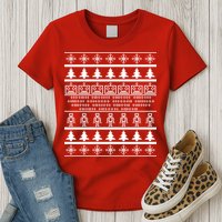Pixel Robot Ugly Christmas Womens T-Shirt