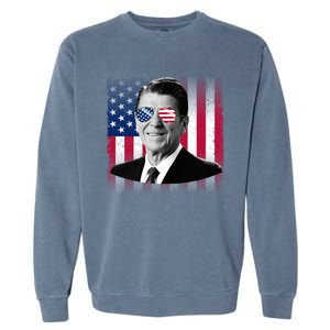 President Reagan Usa Flag Patriotic American 4th Of July Gift Garment-Dyed Sweatshirt