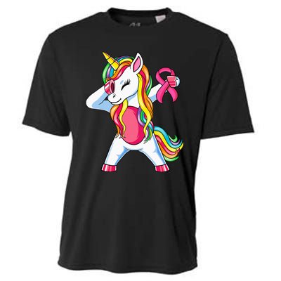 Pink Ribbon Unicorn Breast Cancer Awareness Cooling Performance Crew T-Shirt