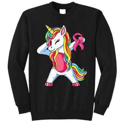 Pink Ribbon Unicorn Breast Cancer Awareness Sweatshirt