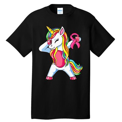 Pink Ribbon Unicorn Breast Cancer Awareness Tall T-Shirt