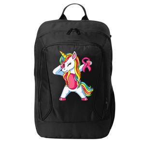 Pink Ribbon Unicorn Breast Cancer Awareness City Backpack