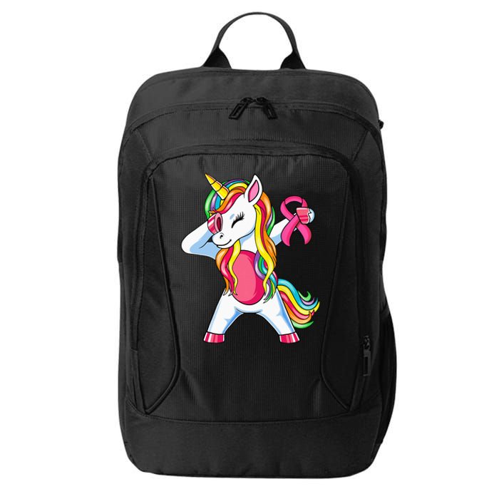 Pink Ribbon Unicorn Breast Cancer Awareness City Backpack