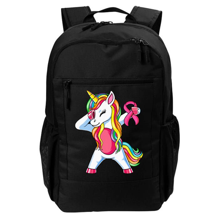 Pink Ribbon Unicorn Breast Cancer Awareness Daily Commute Backpack