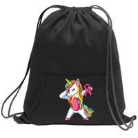 Pink Ribbon Unicorn Breast Cancer Awareness Sweatshirt Cinch Pack Bag