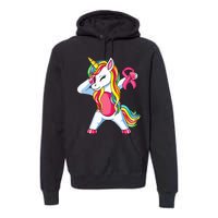 Pink Ribbon Unicorn Breast Cancer Awareness Premium Hoodie