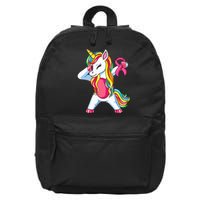 Pink Ribbon Unicorn Breast Cancer Awareness 16 in Basic Backpack