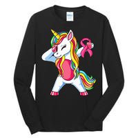 Pink Ribbon Unicorn Breast Cancer Awareness Tall Long Sleeve T-Shirt