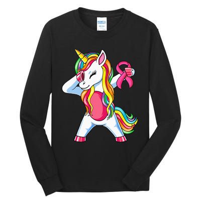 Pink Ribbon Unicorn Breast Cancer Awareness Tall Long Sleeve T-Shirt