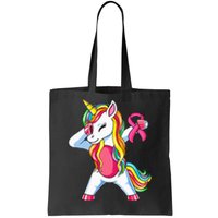 Pink Ribbon Unicorn Breast Cancer Awareness Tote Bag