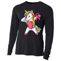 Pink Ribbon Unicorn Breast Cancer Awareness Cooling Performance Long Sleeve Crew