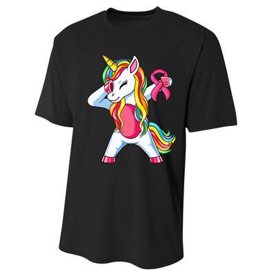 Pink Ribbon Unicorn Breast Cancer Awareness Performance Sprint T-Shirt