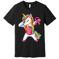 Pink Ribbon Unicorn Breast Cancer Awareness Premium T-Shirt