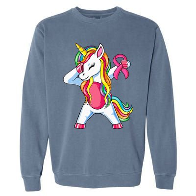 Pink Ribbon Unicorn Breast Cancer Awareness Garment-Dyed Sweatshirt