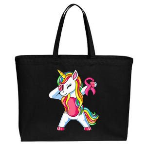 Pink Ribbon Unicorn Breast Cancer Awareness Cotton Canvas Jumbo Tote