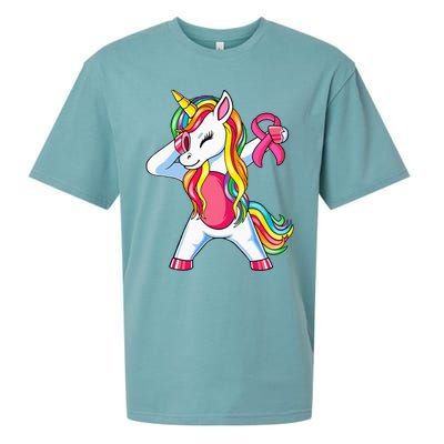 Pink Ribbon Unicorn Breast Cancer Awareness Sueded Cloud Jersey T-Shirt