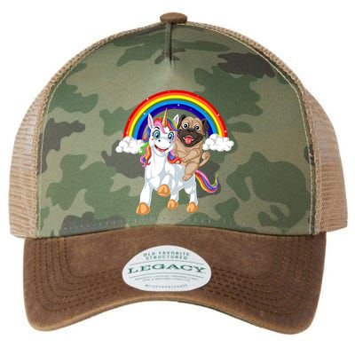 Pug Riding Unicorn Legacy Tie Dye Trucker Hat