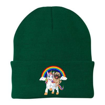 Pug Riding Unicorn Knit Cap Winter Beanie